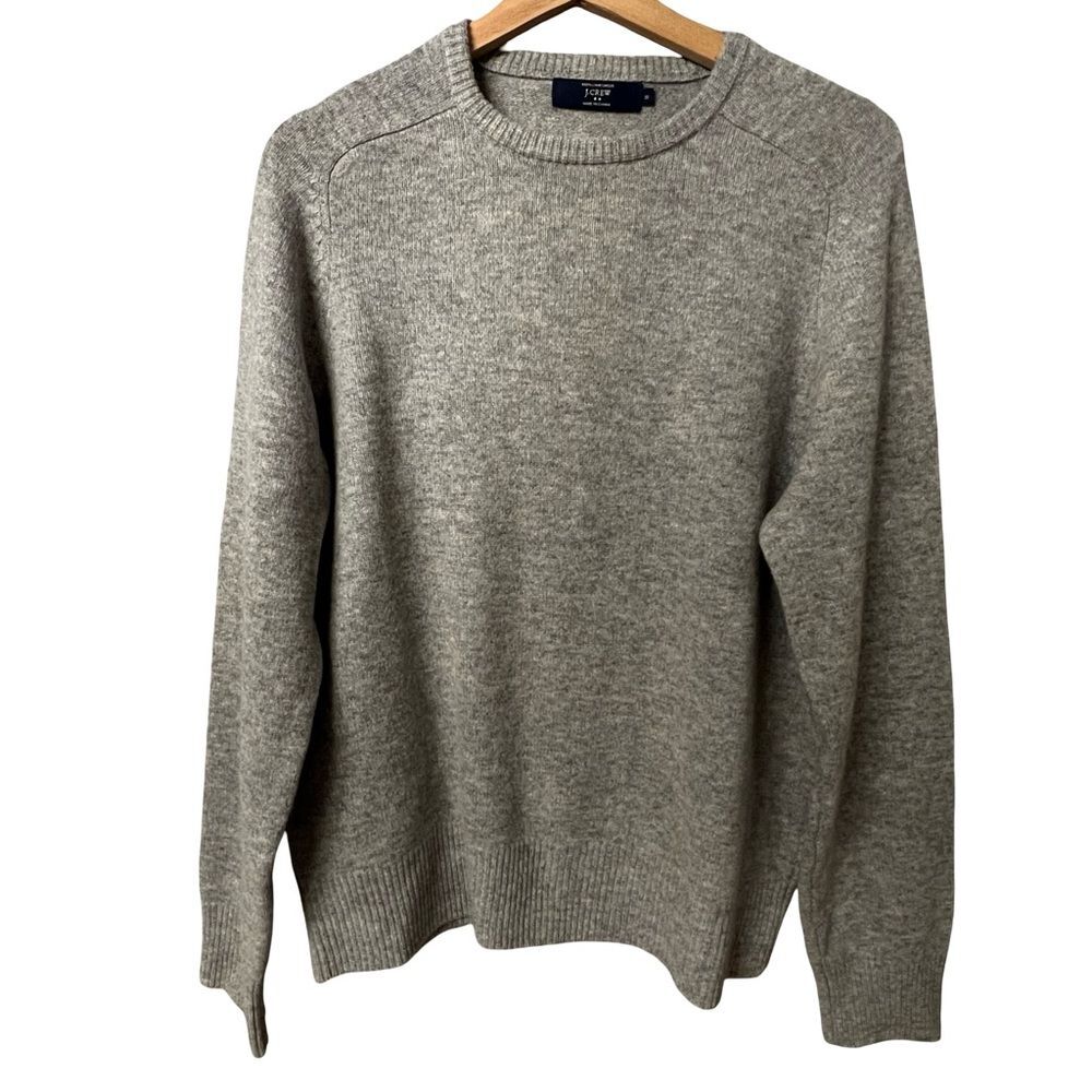 J Crew Mens 100% Lambswool Crewneck Sweater Sz M Preppy Academia Casual Classic